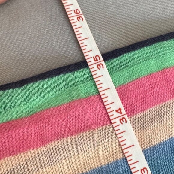 Multicolor Striped Lightweight Cotton Scarf/Shawl With Tassel Fringe - Picture 4 of 6